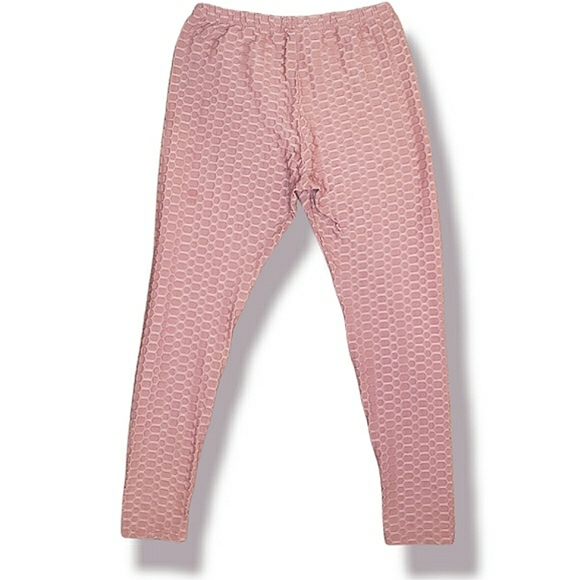 Cacia High Rise Scrunch Butt Honeycomb Bubble Texture Mauve Slimming Leggings L - Picture 3 of 16